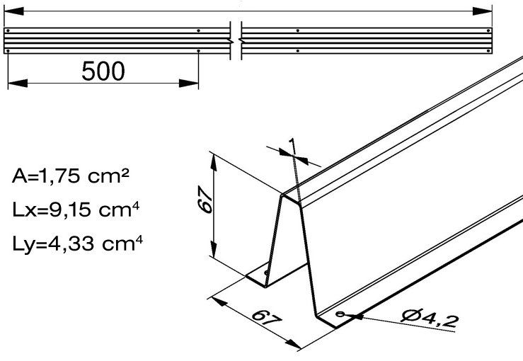Výstuha na panel 5020 mm